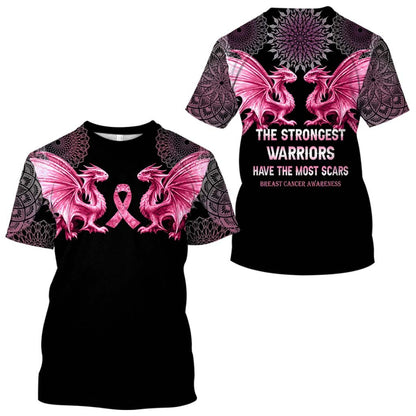 The Strongest Warriors Have The Most Scars - Breast Cancer Awareness All Over T-shirt and Hoodie