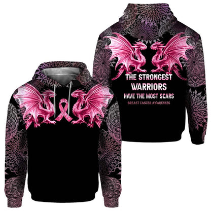 The Strongest Warriors Have The Most Scars - Breast Cancer Awareness All Over T-shirt and Hoodie