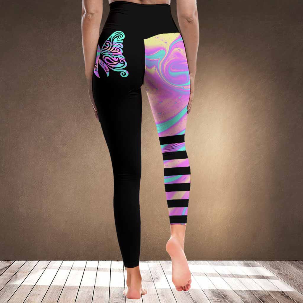 Faith Love Hope Ribbon Butterfly - Personalized Breast Cancer Awareness Leggings