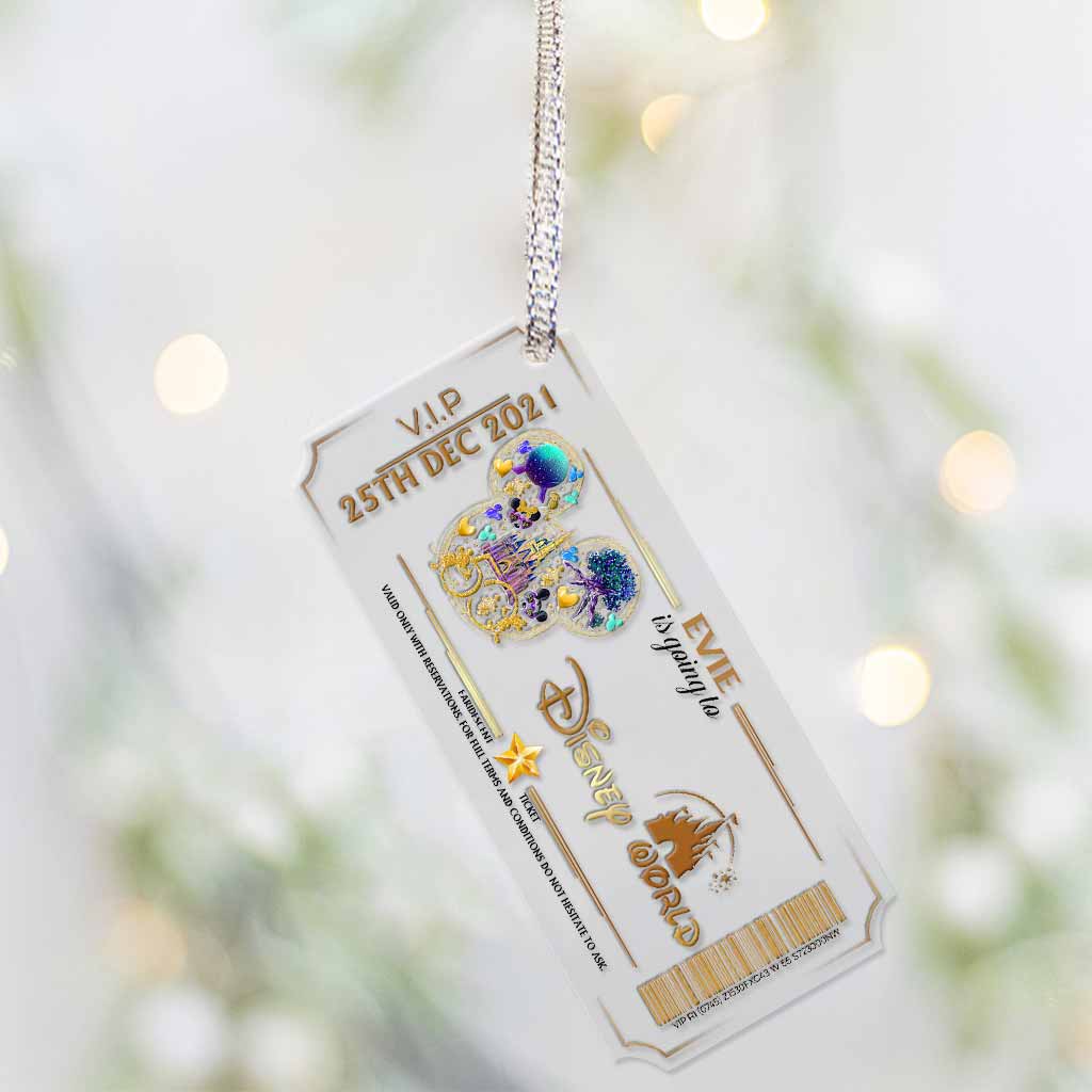 Going To Magic Kingdom Ticket - Personalized Christmas Mouse Transparent Ornament