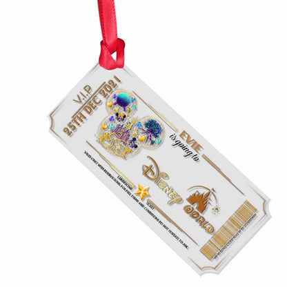 Going To Magic Kingdom Ticket - Personalized Christmas Mouse Transparent Ornament