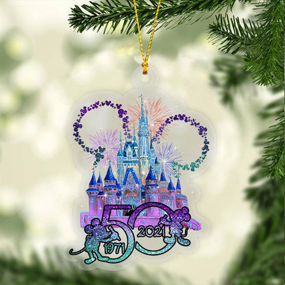 50 Years Of Magic World - Christmas Mouse Transparent Ornament (Printed On Both Sides)