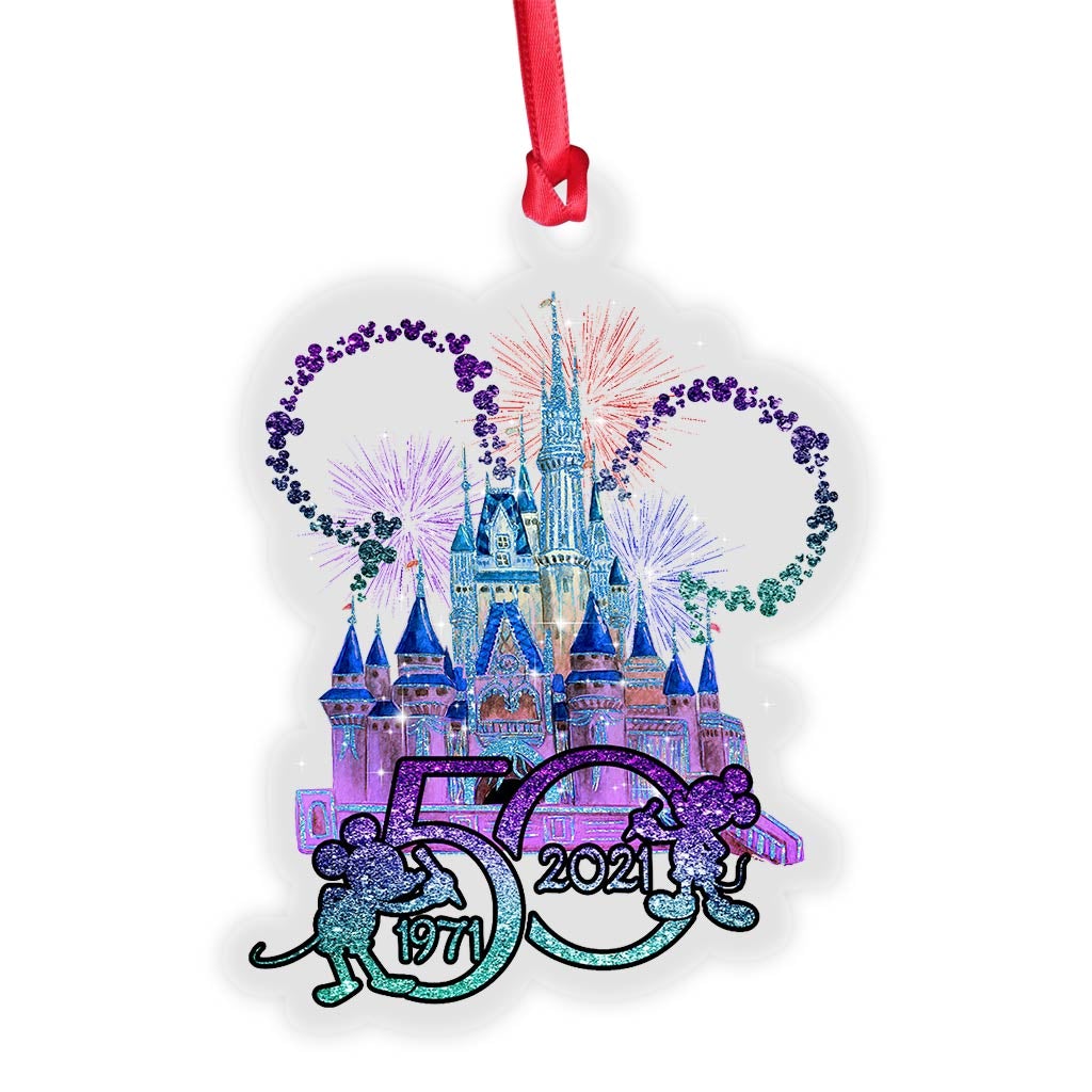 50 Years Of Magic World - Christmas Mouse Transparent Ornament (Printed On Both Sides)