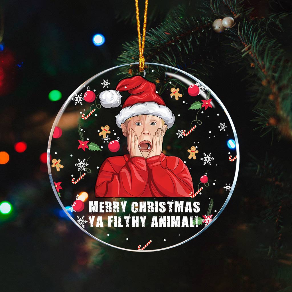 Merry Christmas Ya Filthy Animal - Christmas Transparent Ornament