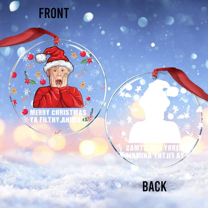 Merry Christmas Ya Filthy Animal - Christmas Transparent Ornament