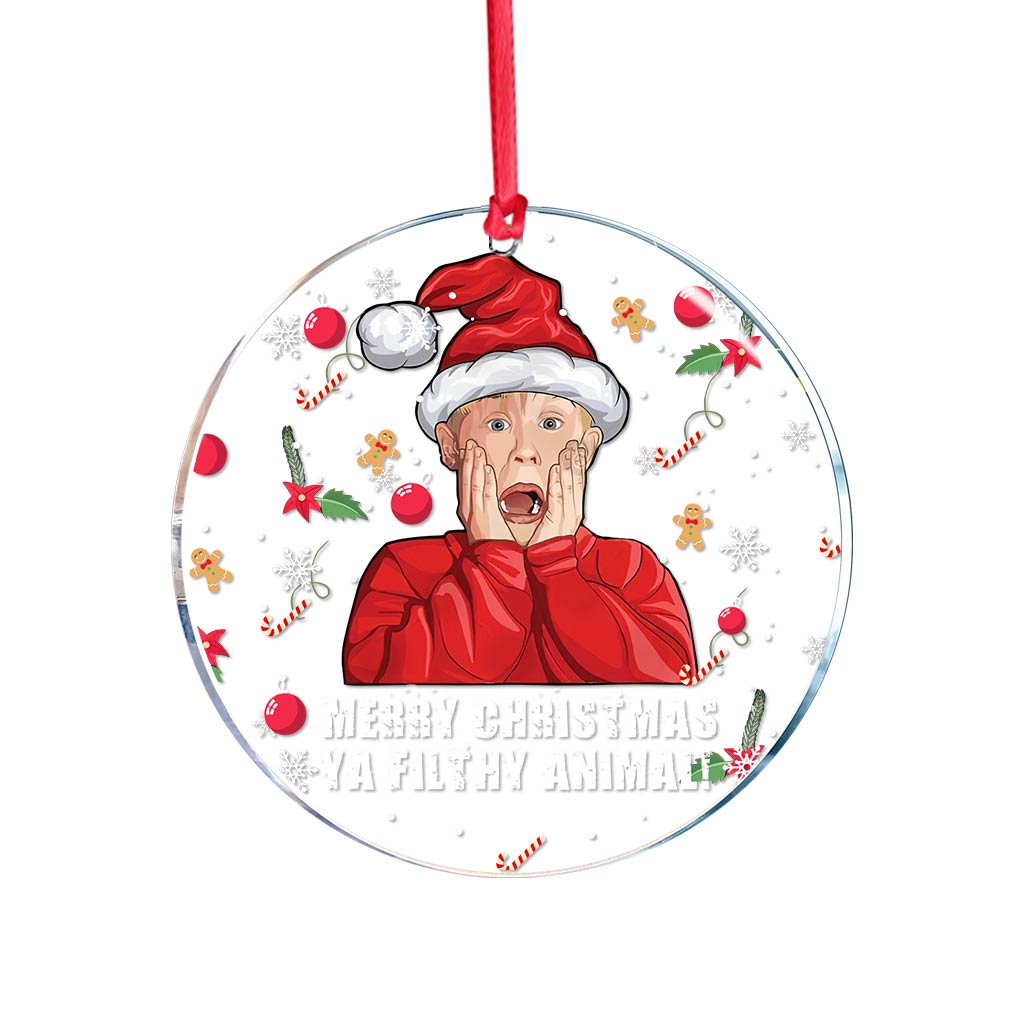 Merry Christmas Ya Filthy Animal - Christmas Transparent Ornament