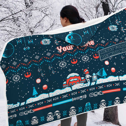 Merry Force Be With You - Personalized Christmas The Force Hooded Blanket