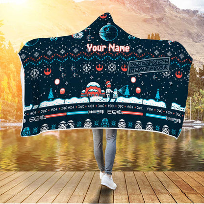 Merry Force Be With You - Personalized Christmas The Force Hooded Blanket