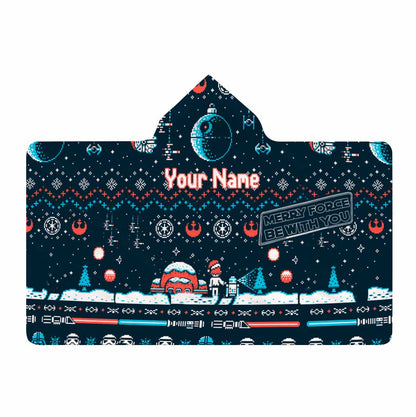 Merry Force Be With You - Personalized Christmas The Force Hooded Blanket