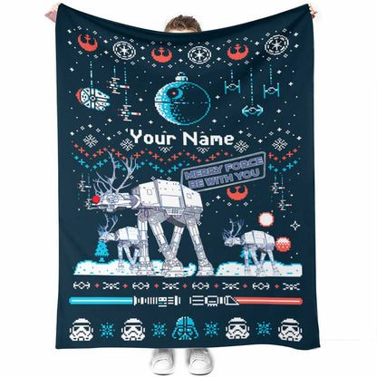 Merry Force Be With You - Personalized Christmas The Force Blanket