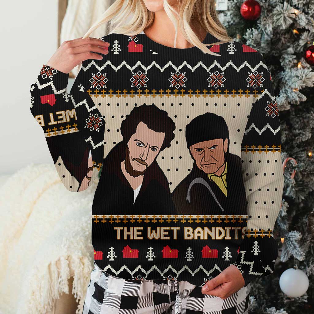 The Wet Bandits - Personalized Christmas Sweater With Faux Wool Pattern Printed