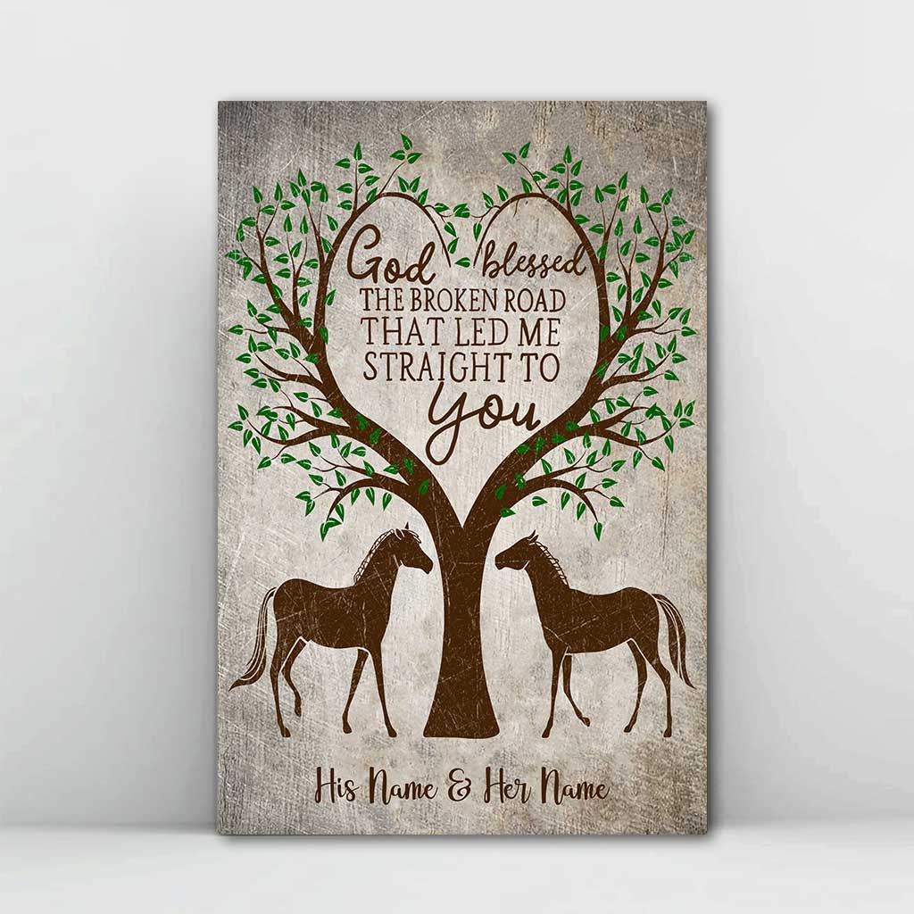 God Blessed The Broken Road - Personalized Couple Horse Poster