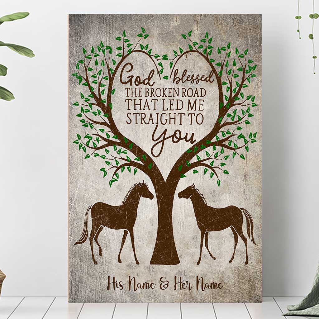 God Blessed The Broken Road - Personalized Couple Horse Poster