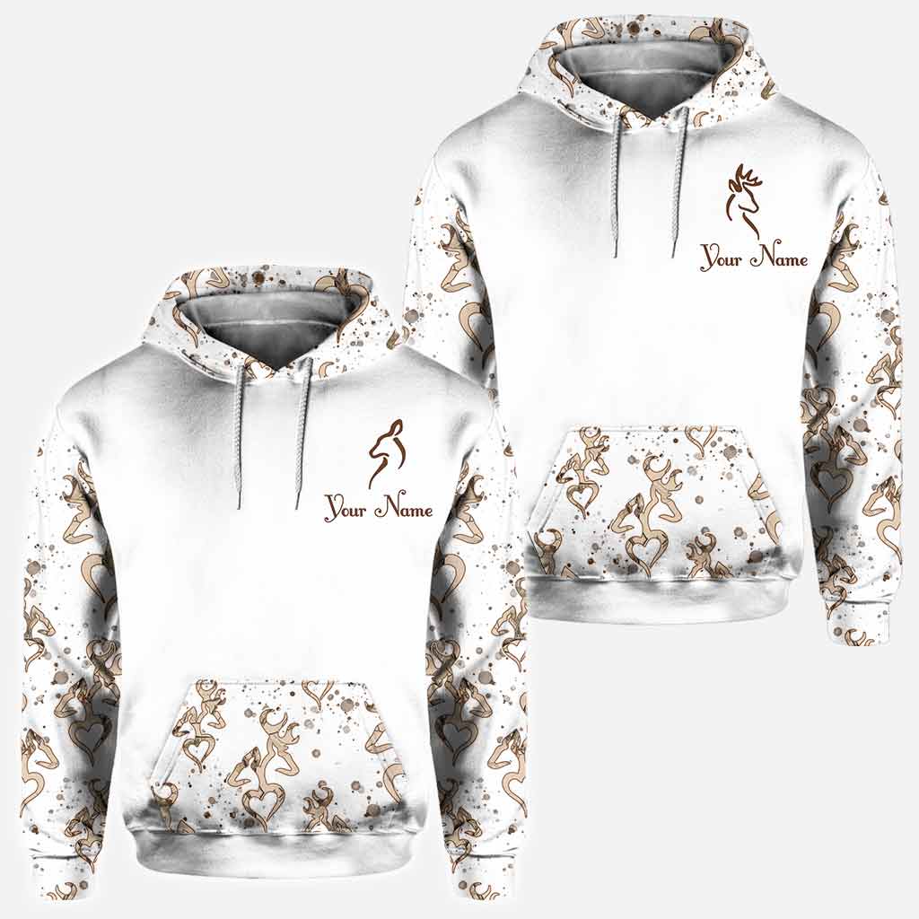 His Doe Her Buck - Personalized Couple Hunting All Over T-shirt and Hoodie