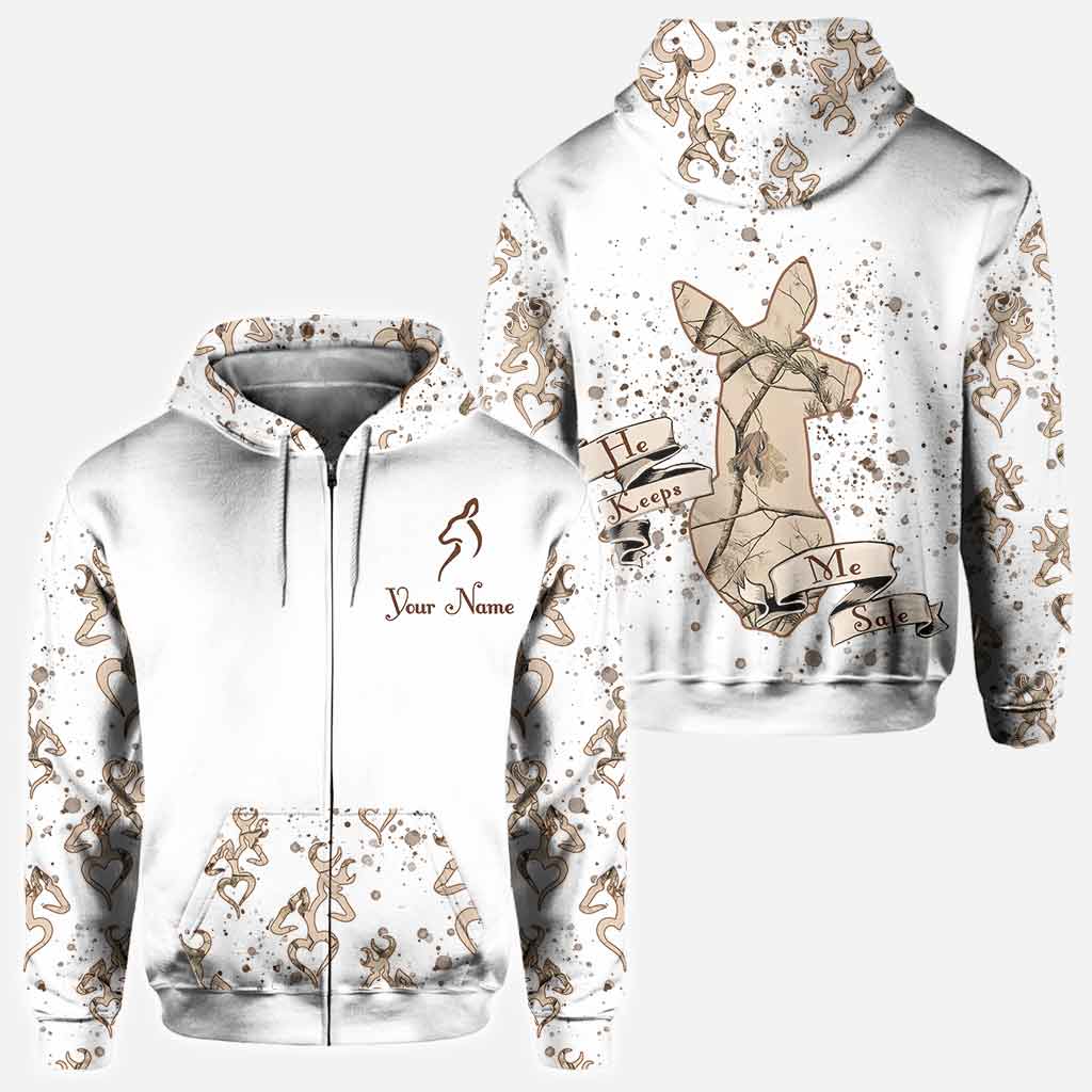 His Doe Her Buck - Personalized Couple Hunting All Over T-shirt and Hoodie