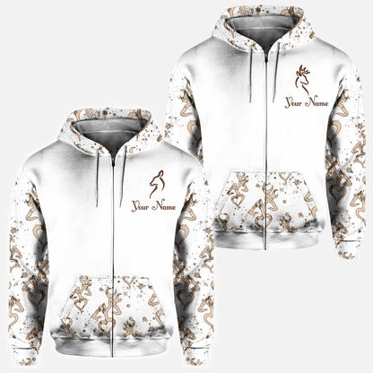 His Doe Her Buck - Personalized Couple Hunting All Over T-shirt and Hoodie