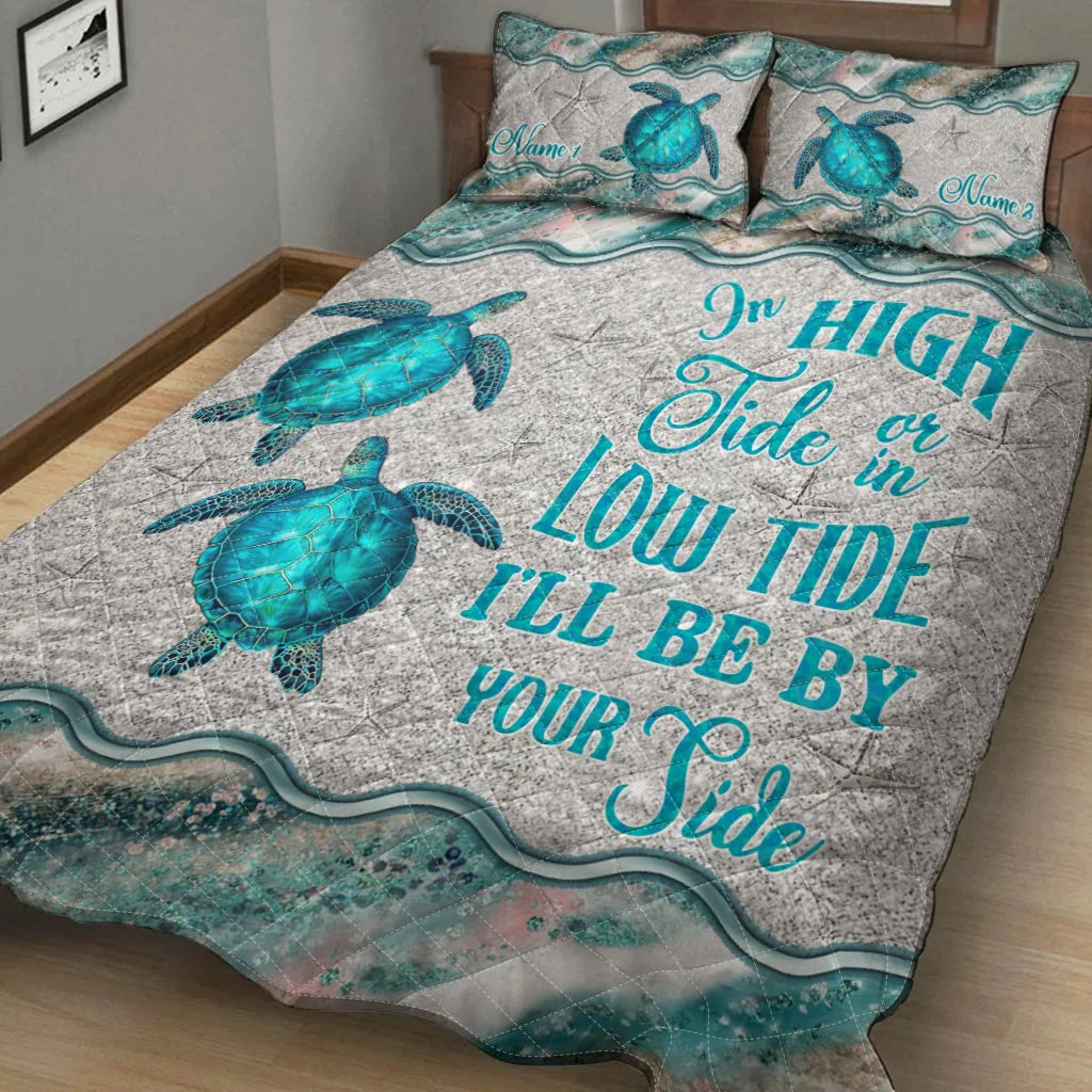 In High Tide - Personalized Couple Turtle Quilt Set