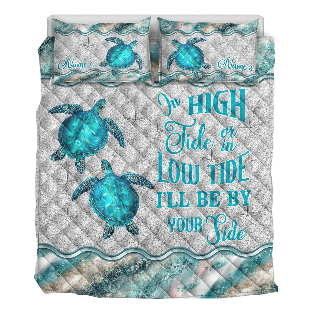 In High Tide - Personalized Couple Turtle Quilt Set