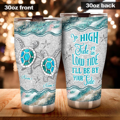 In High Tide - Personalized Couple Turtle Tumbler