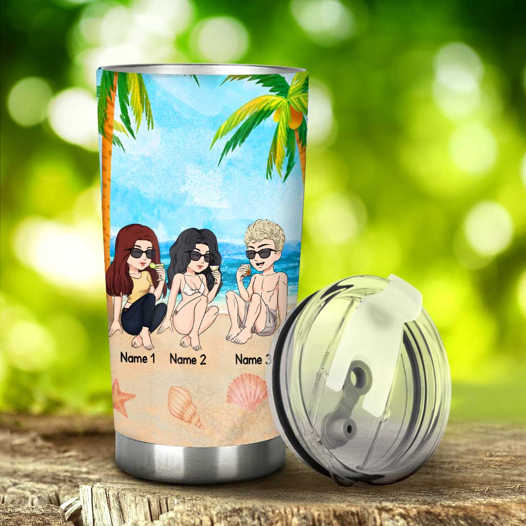 Friends, Sun, Sand And Sea - Personalized Sea Lover Tumbler