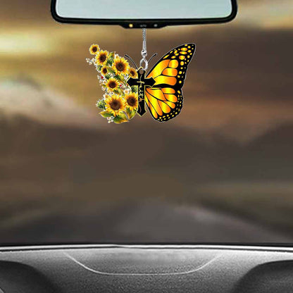 Faith - Sunflower Car Ornament (Printed On Both Sides) 062021