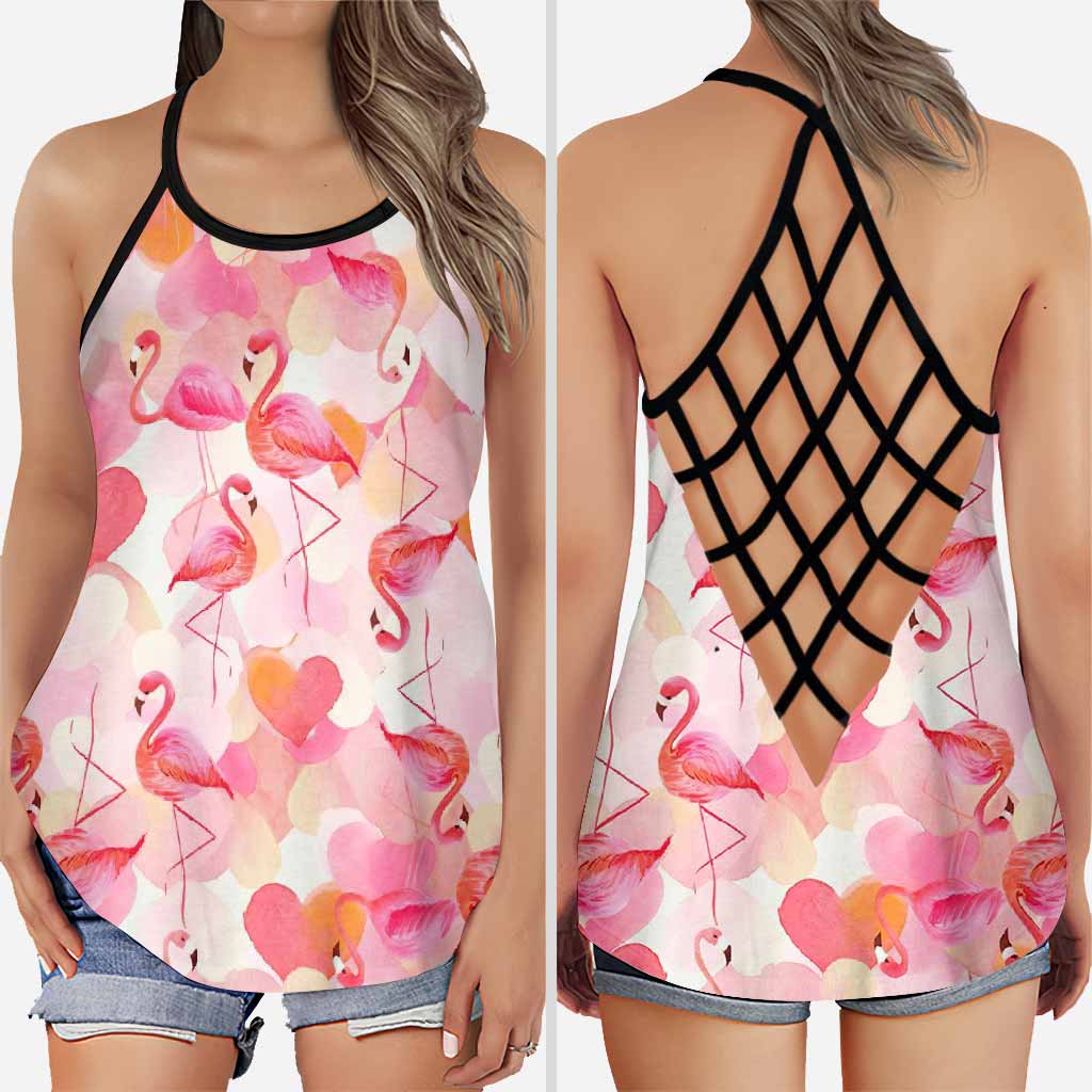 Love Flamingos Cross Tank Top