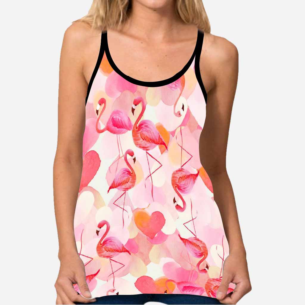 Love Flamingos Cross Tank Top