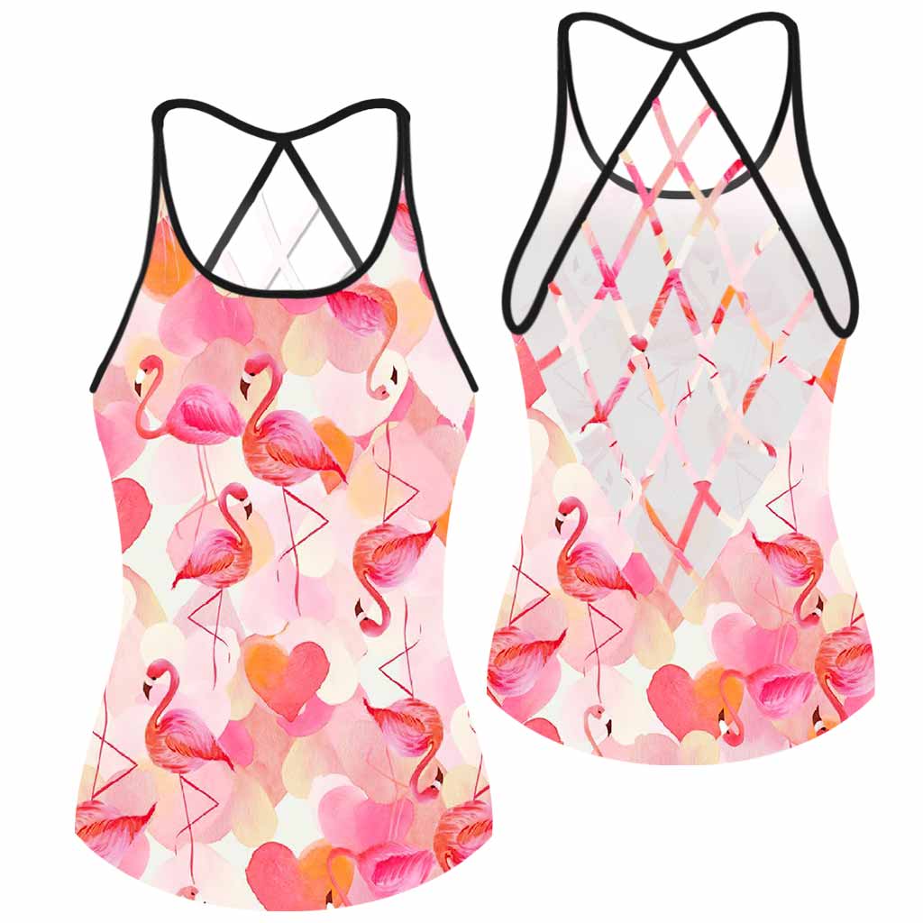 Love Flamingos Cross Tank Top