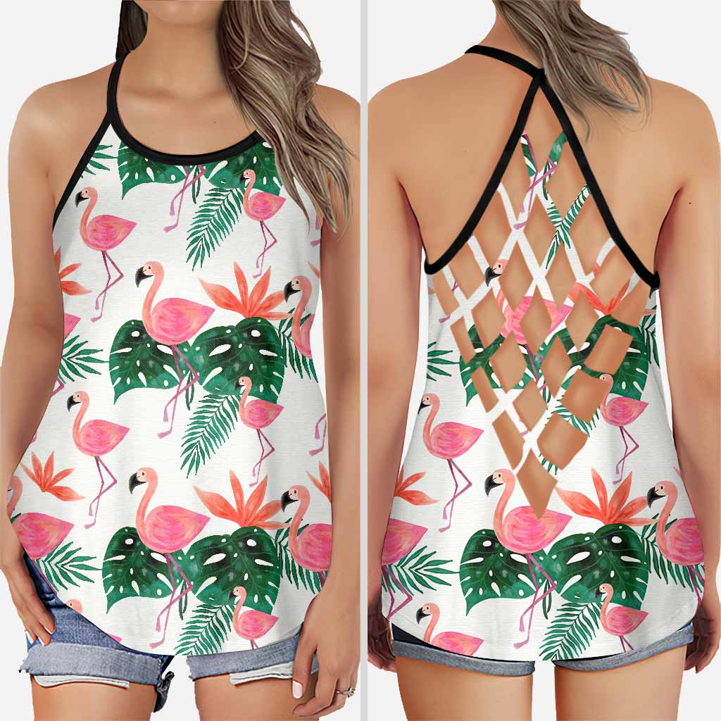 Love Flamingos Cross Tank Top