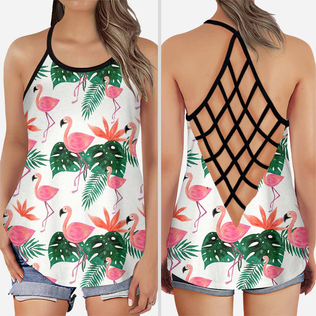 Love Flamingos Cross Tank Top