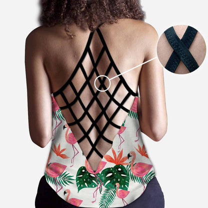 Love Flamingos Cross Tank Top