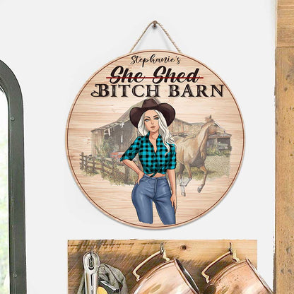 Horse Girl Barn - Personalized Round Wood Sign