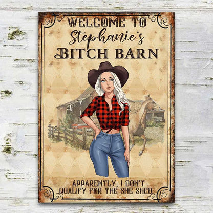 Horse Girl Barn - Personalized Horse Rectangle Metal Sign