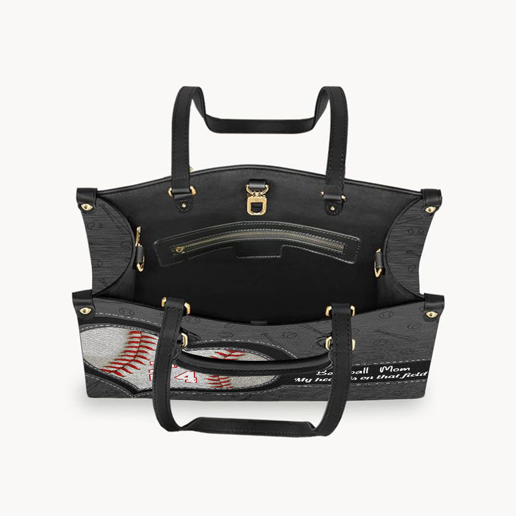 My Heart Is On That Field - Personalized Baseball Leather Handbag