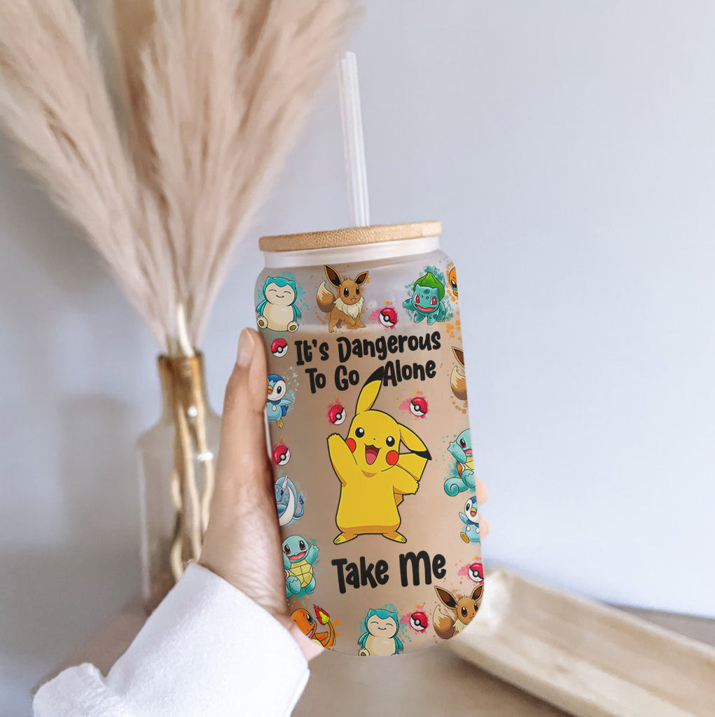 It's Dangerous To Go Alone - Personalized Monster Trainer Can Glass
