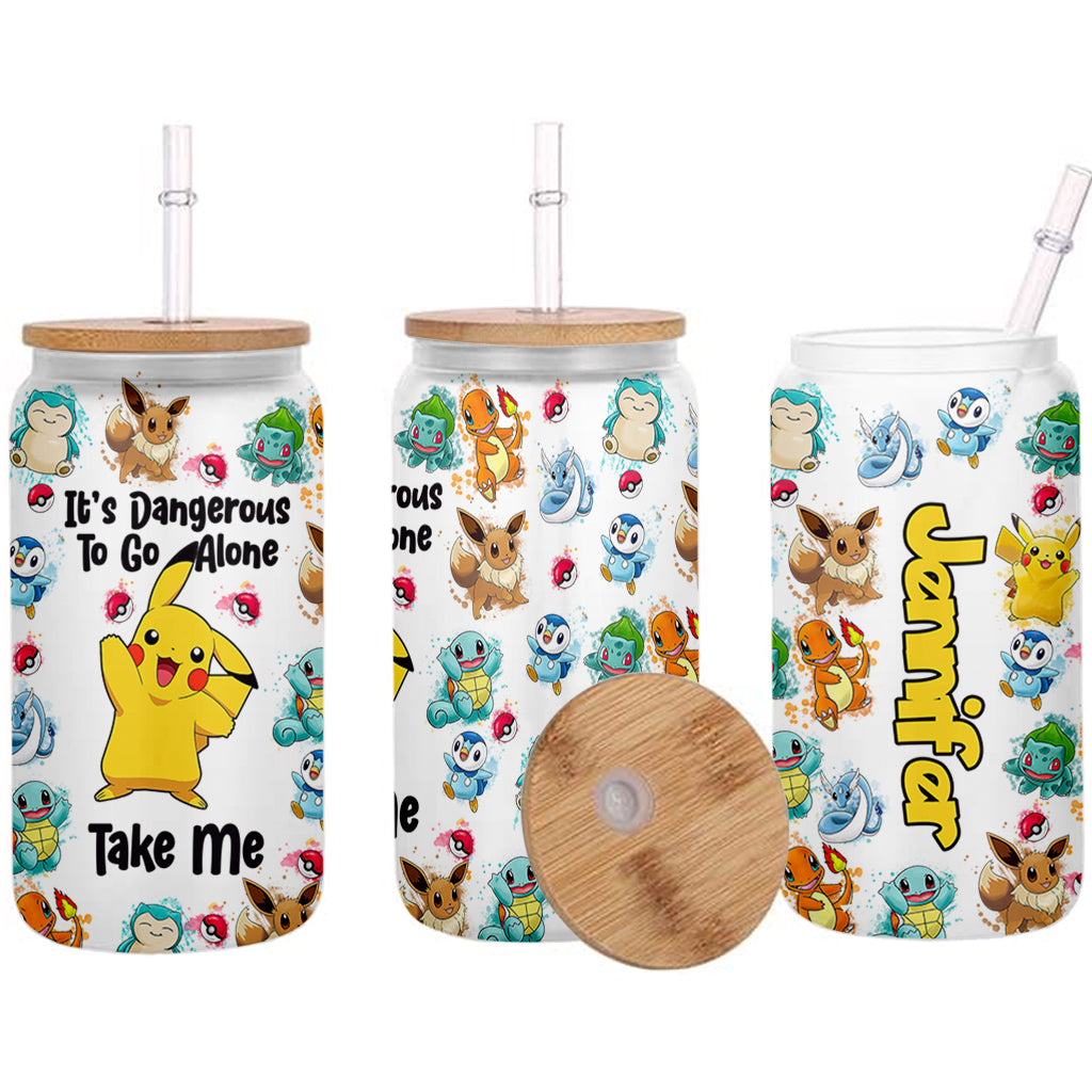 It's Dangerous To Go Alone - Personalized Monster Trainer Can Glass