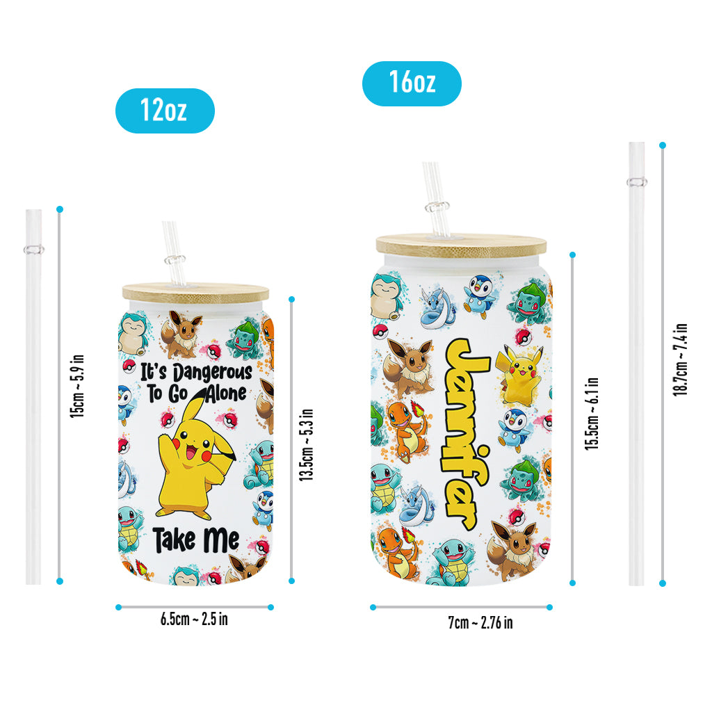 It's Dangerous To Go Alone - Personalized Monster Trainer Can Glass