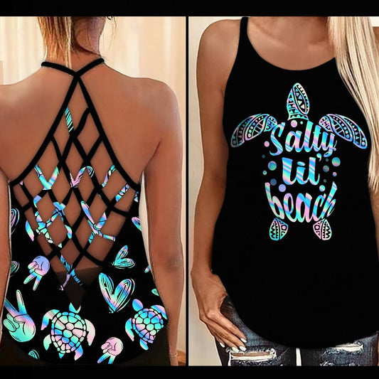 Salty Lil Beach - Turtle Cross Tank Top