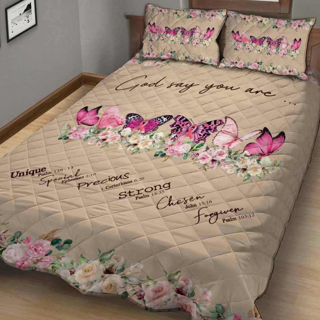 God Says You Are  - Breast Cancer Awareness Quilt Set