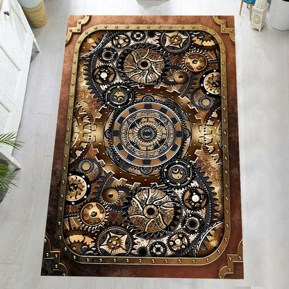 Gold Gear Machine - Steampunk Rug