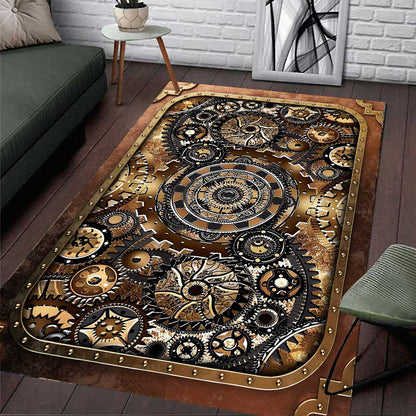 Gold Gear Machine - Steampunk Rug