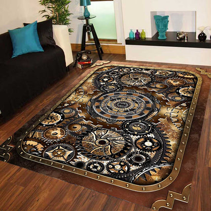 Gold Gear Machine - Steampunk Rug