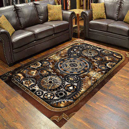 Gold Gear Machine - Steampunk Rug