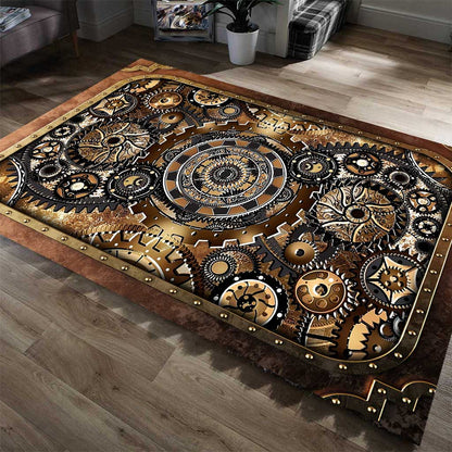 Gold Gear Machine - Steampunk Rug