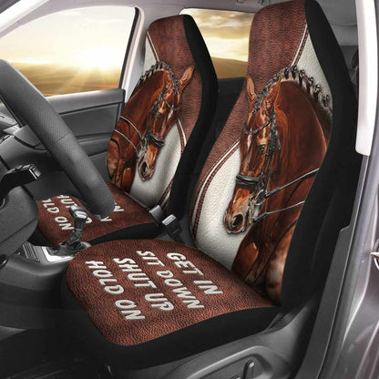 Love Horses - Seat Covers With Leather Pattern Print