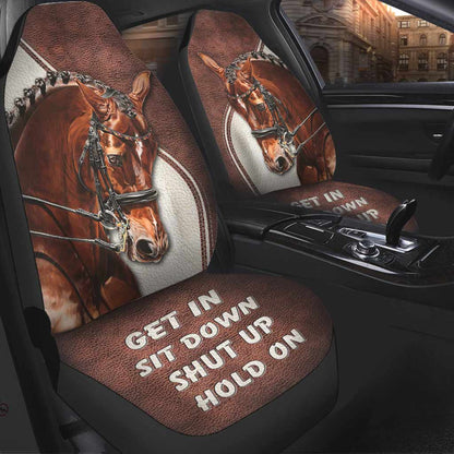 Love Horses - Seat Covers With Leather Pattern Print