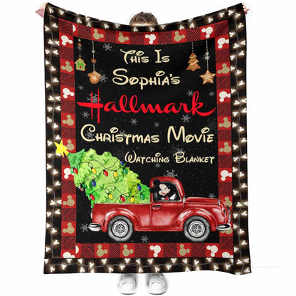 Christmas Movies Watching Blanket Mouse Ears - Personalized Christmas Blanket