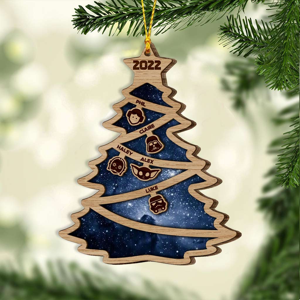 The Force Is Strong With This Family - Personalized Christmas Layered Wood Ornament