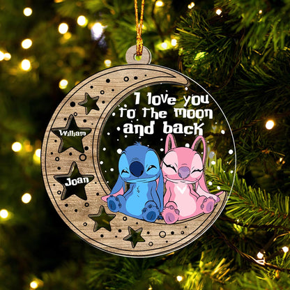 I Love You To The Moon And Back - Personalized Christmas Ohana Layers Mix Ornament