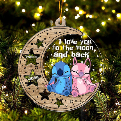 I Love You To The Moon And Back - Personalized Christmas Ohana Layers Mix Ornament